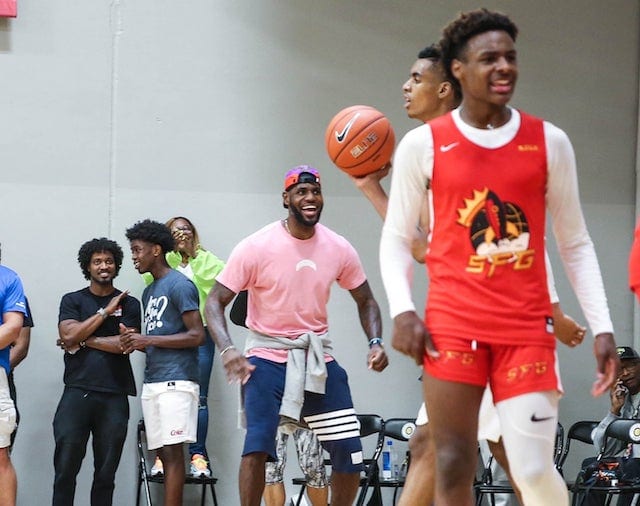 Bronny James & Strive For Greatness win CLOSE EYBL Game with