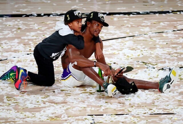Rajon Rondo's son sipping champagne (or cider?) on the court after the NBA  Finals just made this whole season worth it, This is the Loop