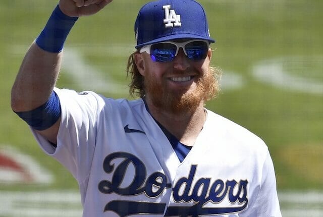 Los Angeles Dodgers' Justin Turner celebrates World Series victory