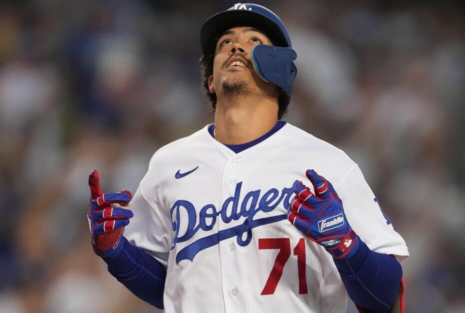 Miguel Antonio Vargas of the Los Angeles Dodgers bats against the San